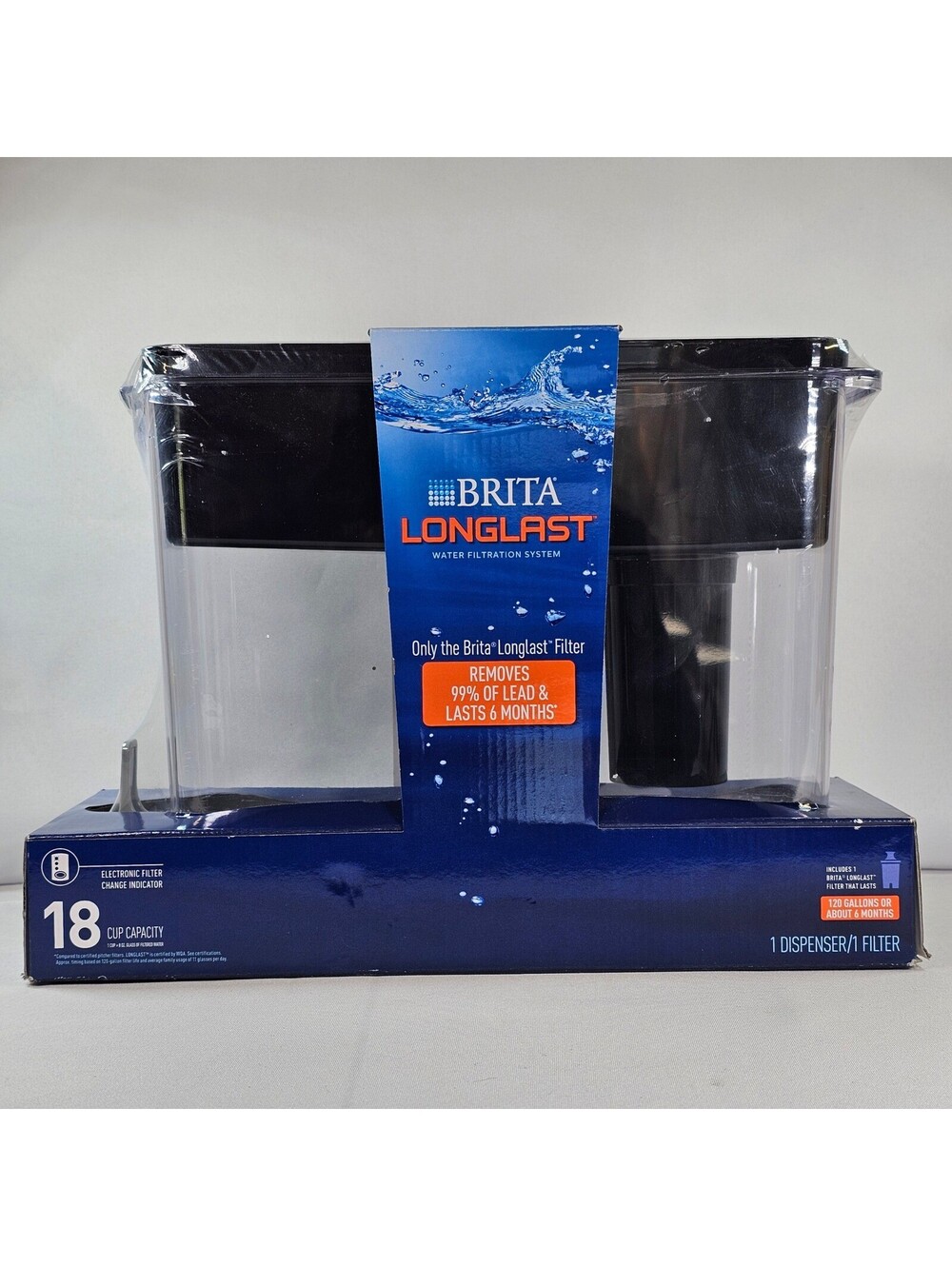 Brita UltraMax 18 Cup Water Filter Dispenser Black Longlast Filter OB24 New